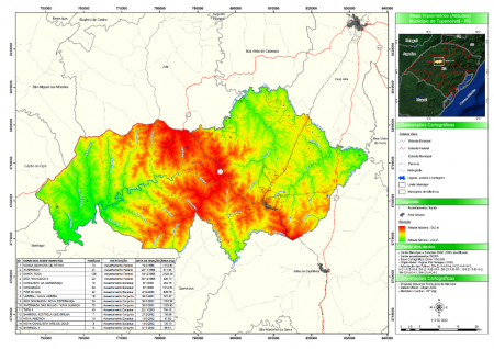 SIG para o município de Tupanciretã - Mapa temático de altitudes